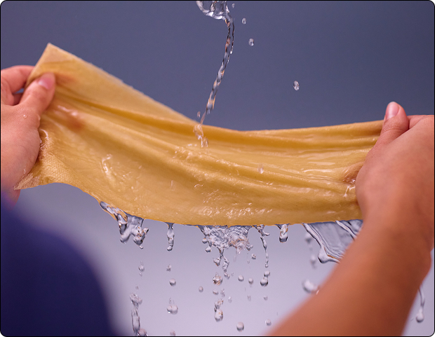 Shot of water being poured on a sheet of PlantPaper Towel