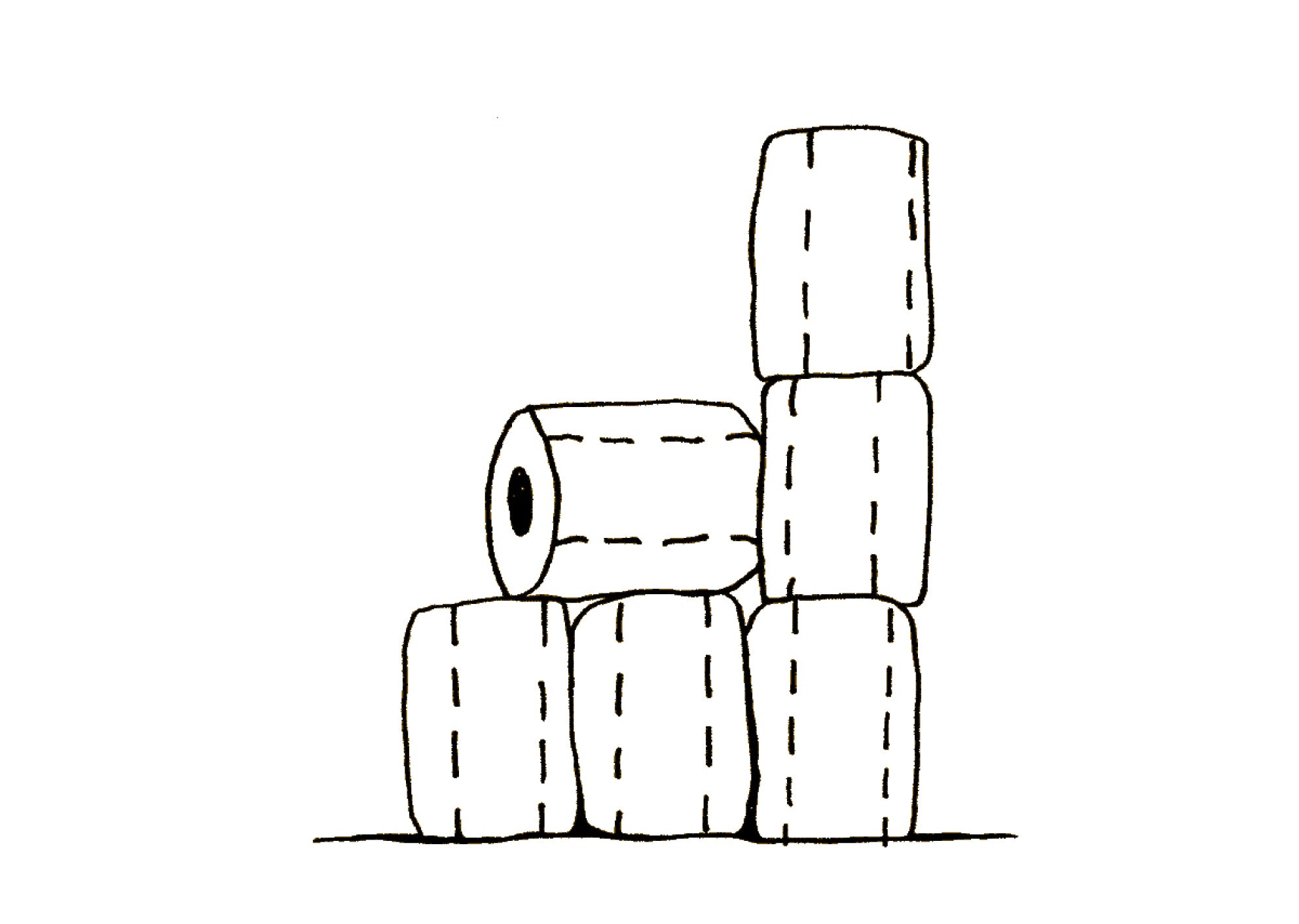 Simplified drawing of rolls of toilet paper stacked on top of each other